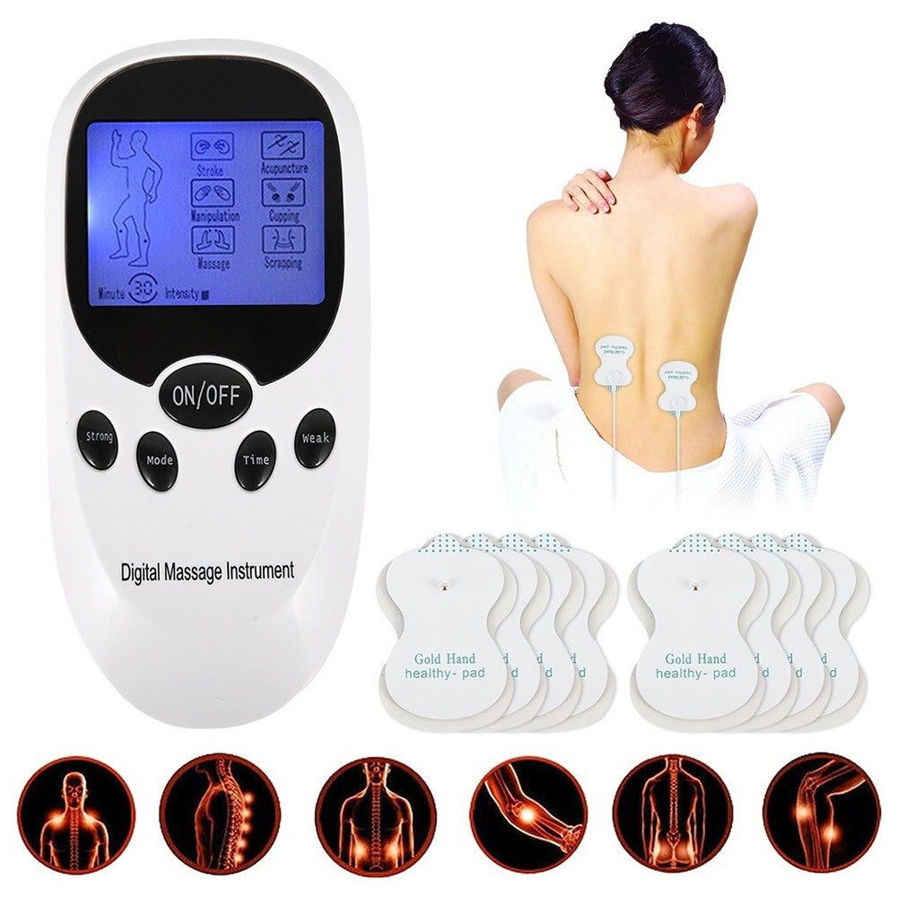 Electric Back Massager Tens Machine Unit Back Pain Therapy Pulse Muscle Stimulator