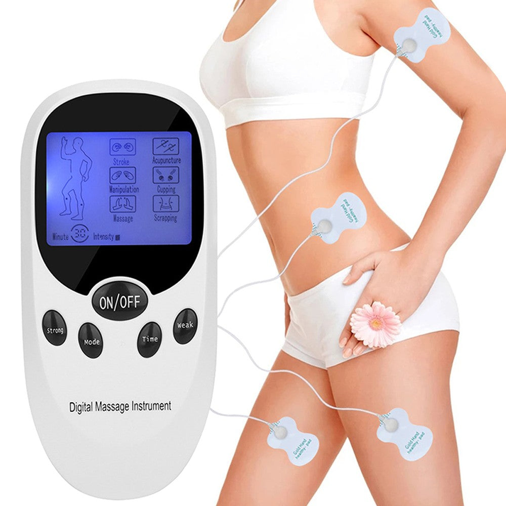 Electric Back Massager Tens Machine Unit Back Pain Therapy Pulse Muscle Stimulator