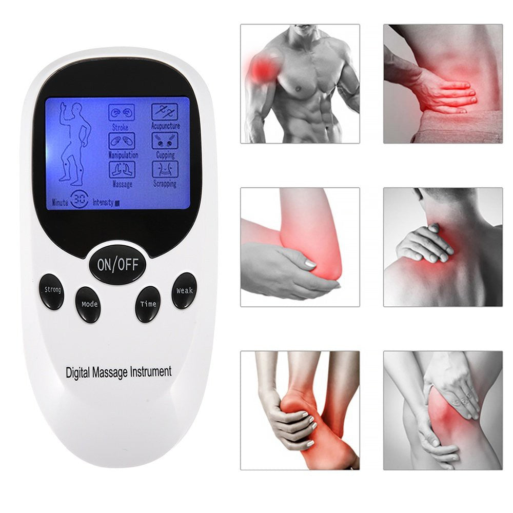 Electric Back Massager Tens Machine Unit Back Pain Therapy Pulse Muscle Stimulator