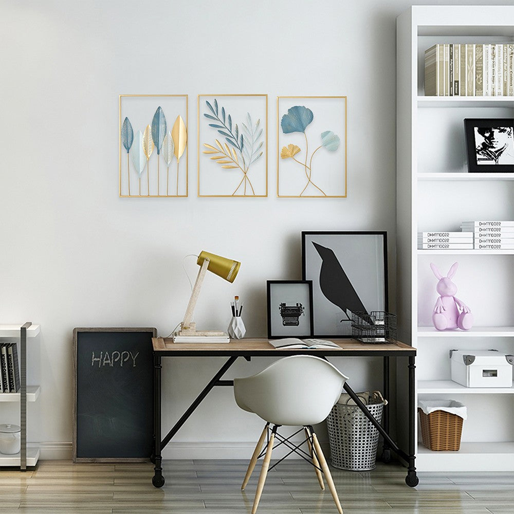 3 X Metal Wall Decor Leaf Wall Hanging Decoration Wall Art Home Decor Wall Ledges