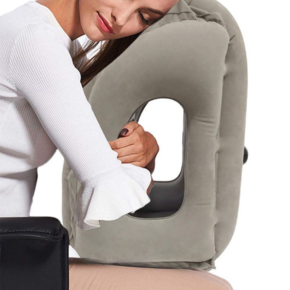 Inflatable Travel Pillows Office Nap Rest Pillow Inflatable Airplane Pillow Grey