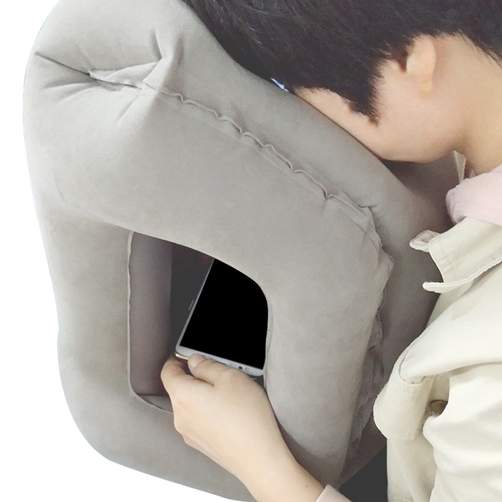 Inflatable Travel Pillows Office Nap Rest Pillow Inflatable Airplane Pillow Grey