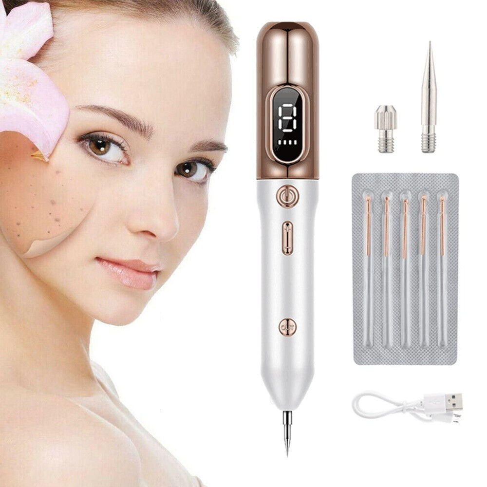 Electric Plasma Freckle Removal Pen LCD Face Skin Mole Remover Dark Spot Removal Machine Beauty Device Champagne