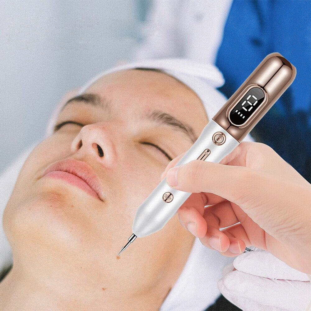 Electric Plasma Freckle Removal Pen LCD Face Skin Mole Remover Dark Spot Removal Machine Beauty Device Champagne