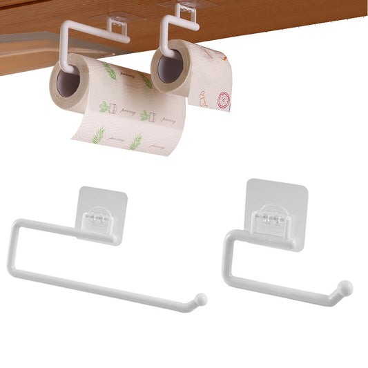 4Pcs Wall Mounted Kitchen Paper Towel Holder with Hanger Self Adhesive Tissue Rack