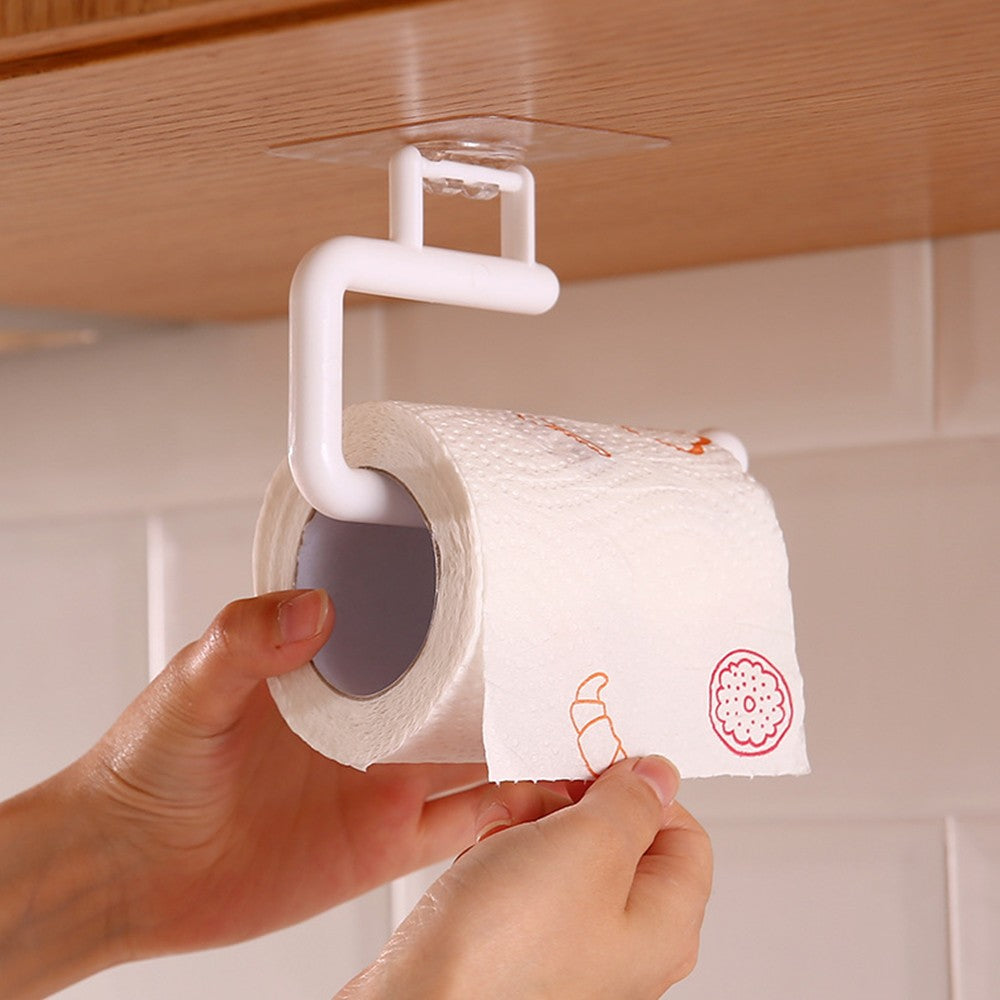 8Pcs Wall Mounted Kitchen Paper Towel Holder with Hanger Self Adhesive Tissue Rack