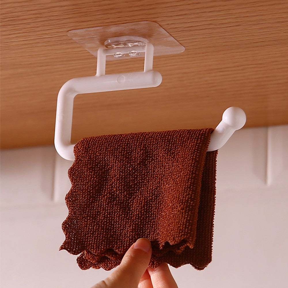 4Pcs Wall Mounted Kitchen Paper Towel Holder with Hanger Self Adhesive Tissue Rack