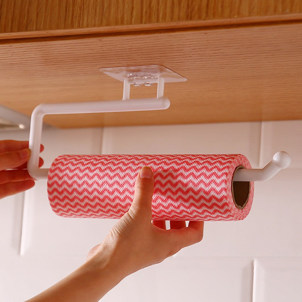 8Pcs Wall Mounted Kitchen Paper Towel Holder with Hanger Self Adhesive Tissue Rack