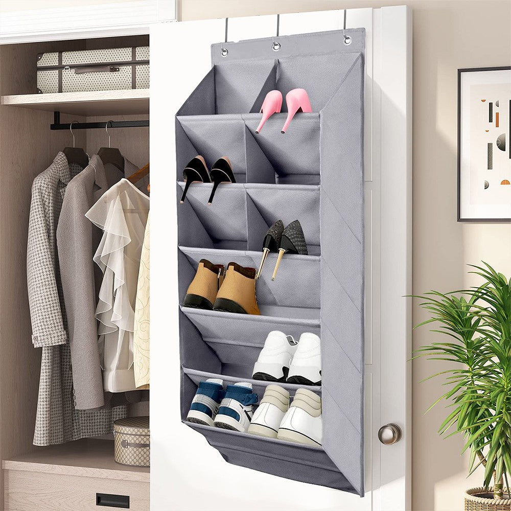 2 X Multi Pockets Over the Door Shoe Organizer Hanging Shoes Storage Bag with Hooks for Closet and Dorm Narrow Door