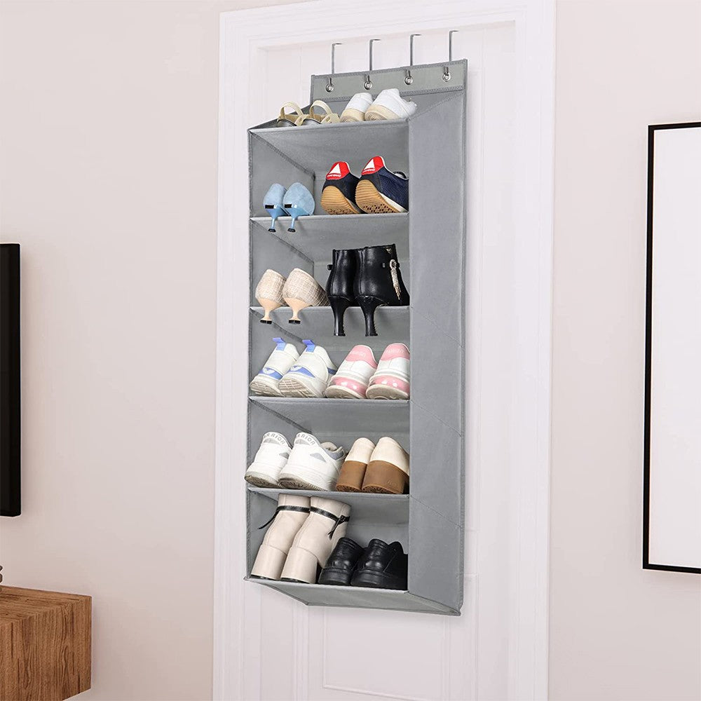 1 X Multi Pockets Over the Door Shoe Organizer Hanging Shoes Storage Bag with Hooks for Closet and Dorm Narrow Door