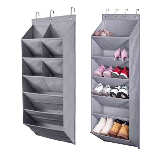 2 X Multi Pockets Over the Door Shoe Organizer Hanging Shoes Storage Bag with Hooks for Closet and Dorm Narrow Door