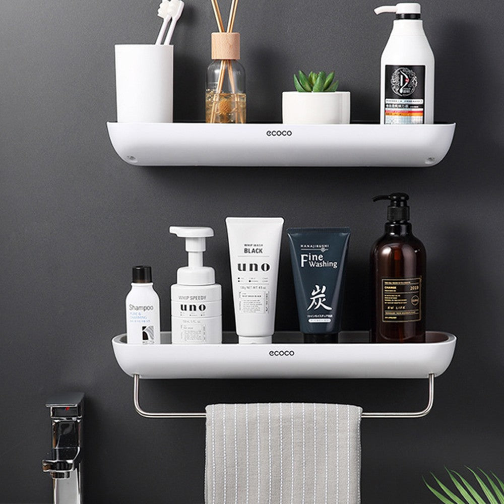 2 X Wall Mount Bathroom Shelves Organizer Punch Free Kitchen Storage Rack