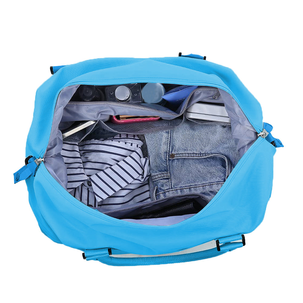2Pcs Travel Duffel Bag and Makeup Bag Set Fitness Bag Sports Bag Weekender Bag Blue