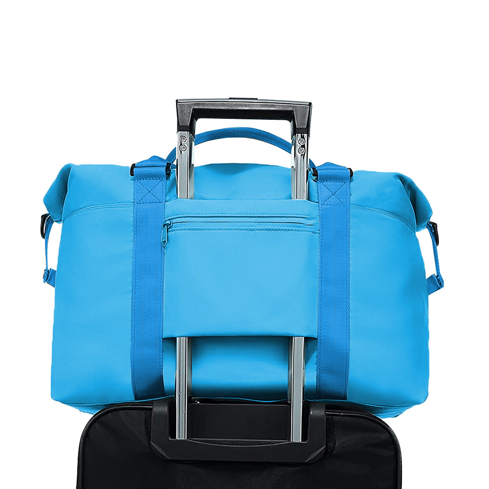 2Pcs Travel Duffel Bag and Makeup Bag Set Fitness Bag Sports Bag Weekender Bag Blue