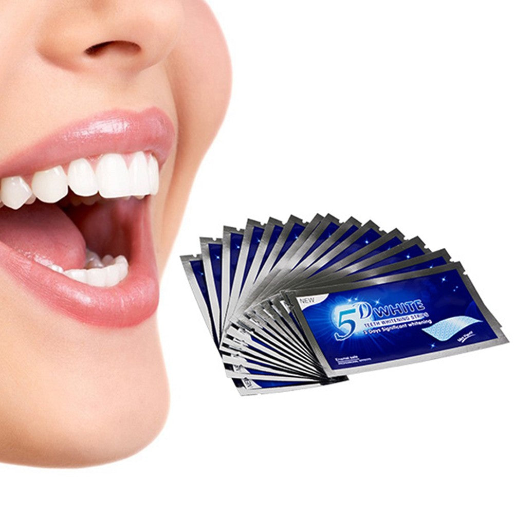1 X Set of 14 Pairs 5D Gel Teeth Whitening Strips White Tooth Dental Kit Oral Hygiene Care Strip
