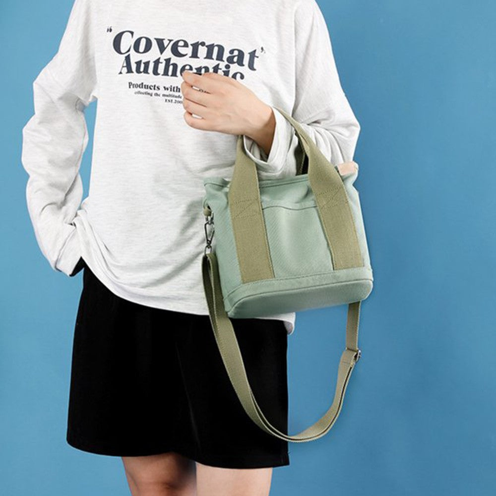 Womens Canvas Small Tote Bags Handbag Crossbody Bags Zipper Bags with Shoulder Strap Green