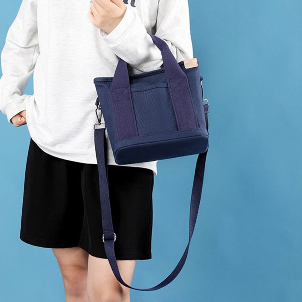 Womens Canvas Small Tote Bags Handbag Crossbody Bags Zipper Bags with Shoulder Strap Navy Blue