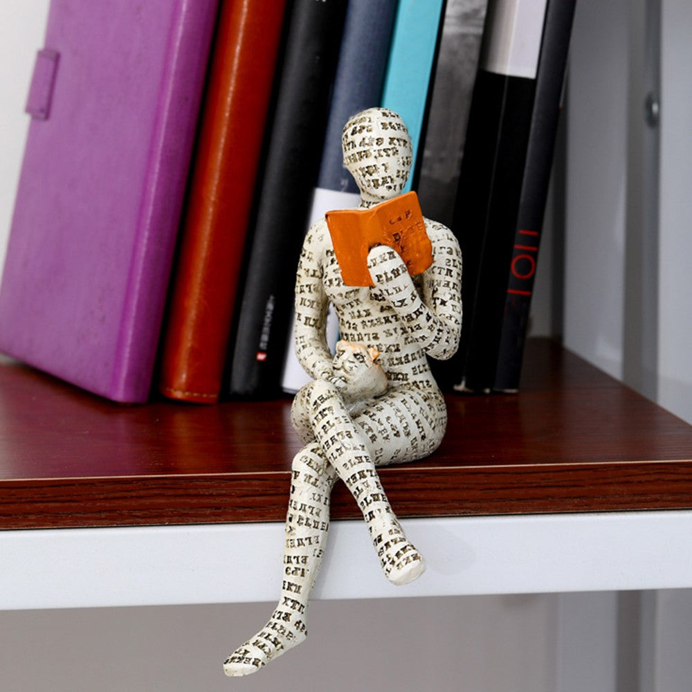 Pulp Woman Reading Figurine Thinker Style Bookshelf Decor Resin Statue Table Ornaments Home Decor Style 2