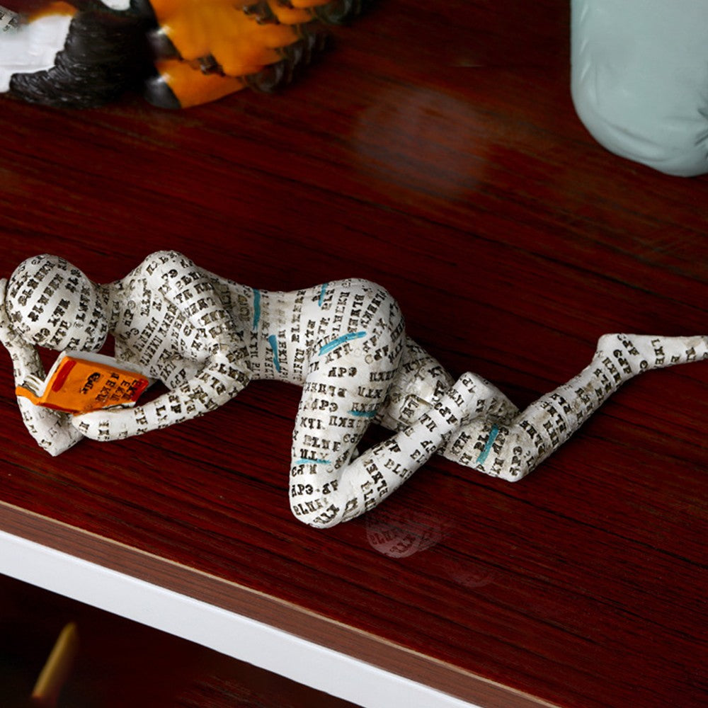 Pulp Woman Reading Figurine Thinker Style Bookshelf Decor Resin Statue Table Ornaments Home Decor Style 3