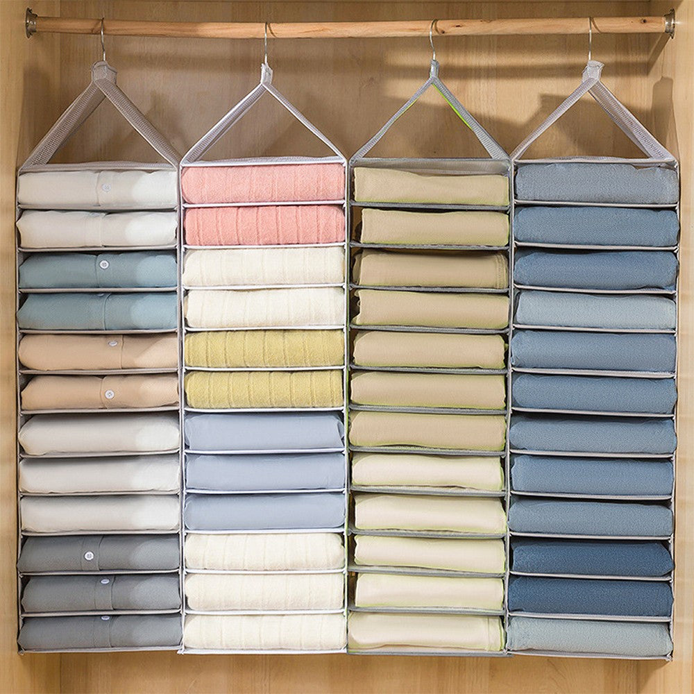 12 Layer Hanging T-Shirt Pants Storage Bag Closet Organizer Wardrobe Storage Space Saving