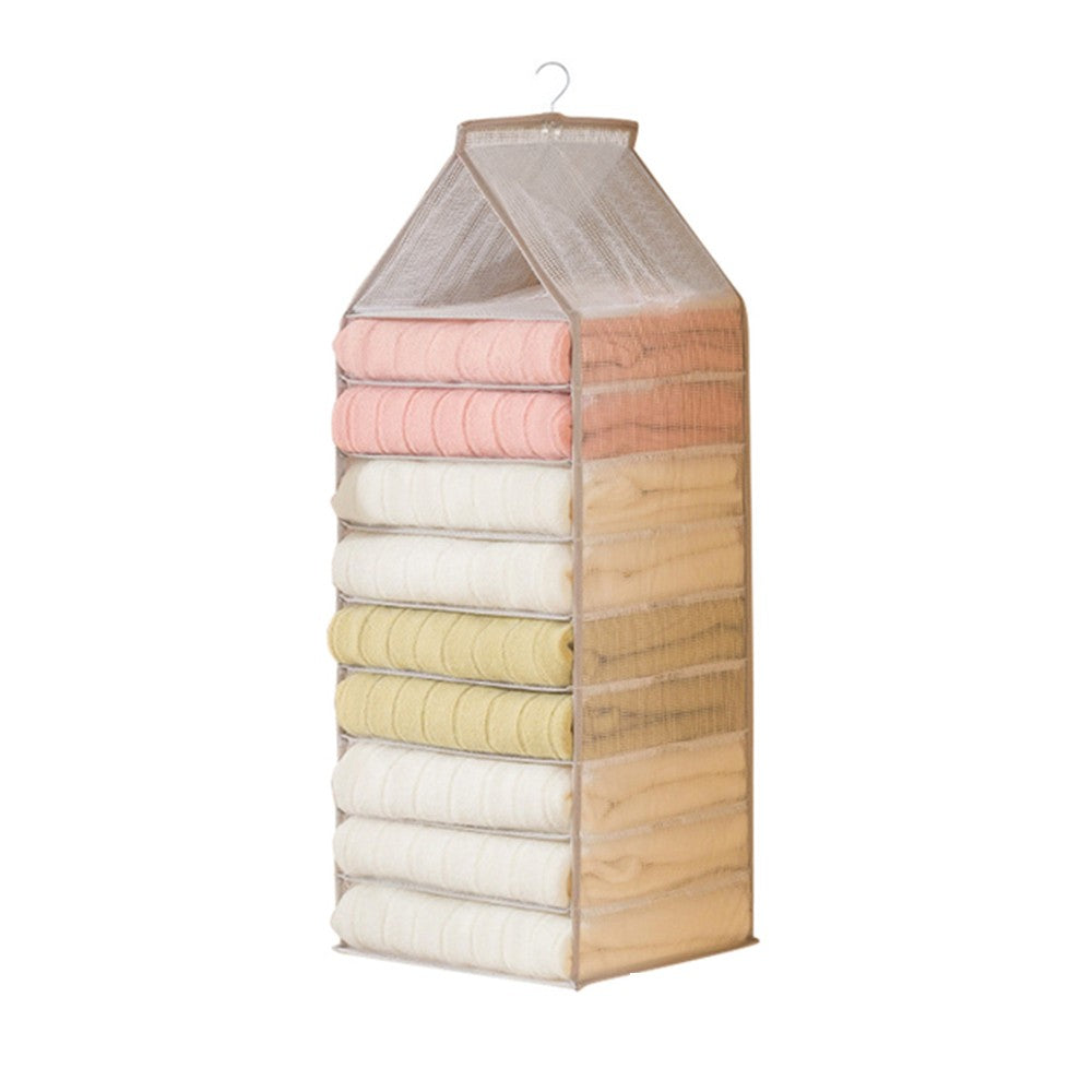 9 Layer Hanging T-Shirt Pants Storage Bag Closet Organizer Wardrobe Storage Space Saving