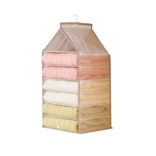 6 Layer Hanging T-Shirt Pants Storage Bag Closet Organizer Wardrobe Storage Space Saving