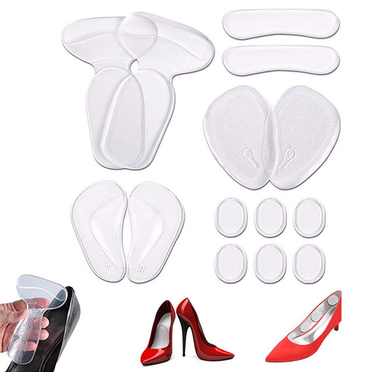 1 X Set of 14Pcs Self Adhesive Gel Anti Slip High Heel Pads Shoe Insole Heel Inserts Grips