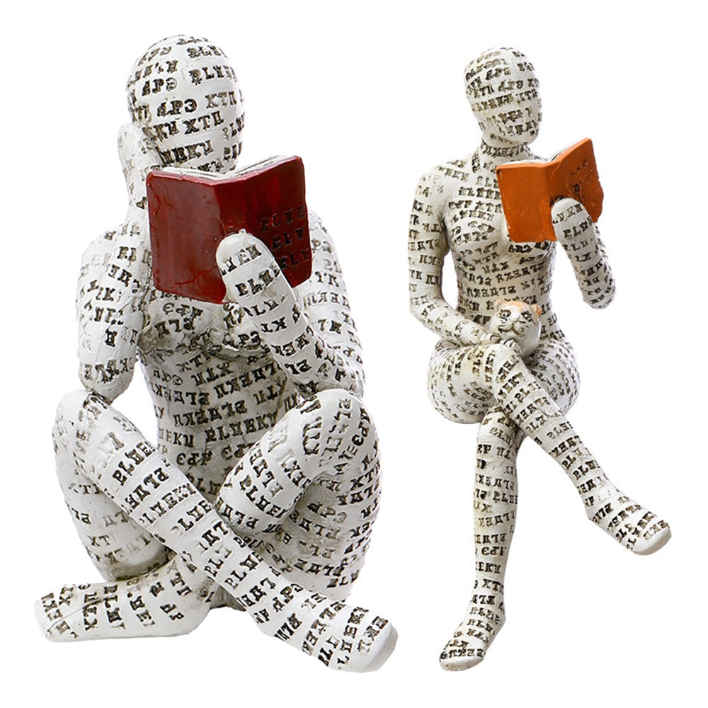 2 X Pulp Woman Reading Figurine Thinker Style Bookshelf Decor Resin Statue Table Ornaments Home Decor Style 1 and 2