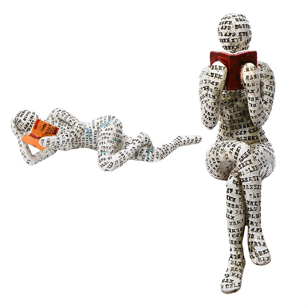 2 X Pulp Woman Reading Figurine Thinker Style Bookshelf Decor Resin Statue Table Ornaments Home Decor Style 3 and 4
