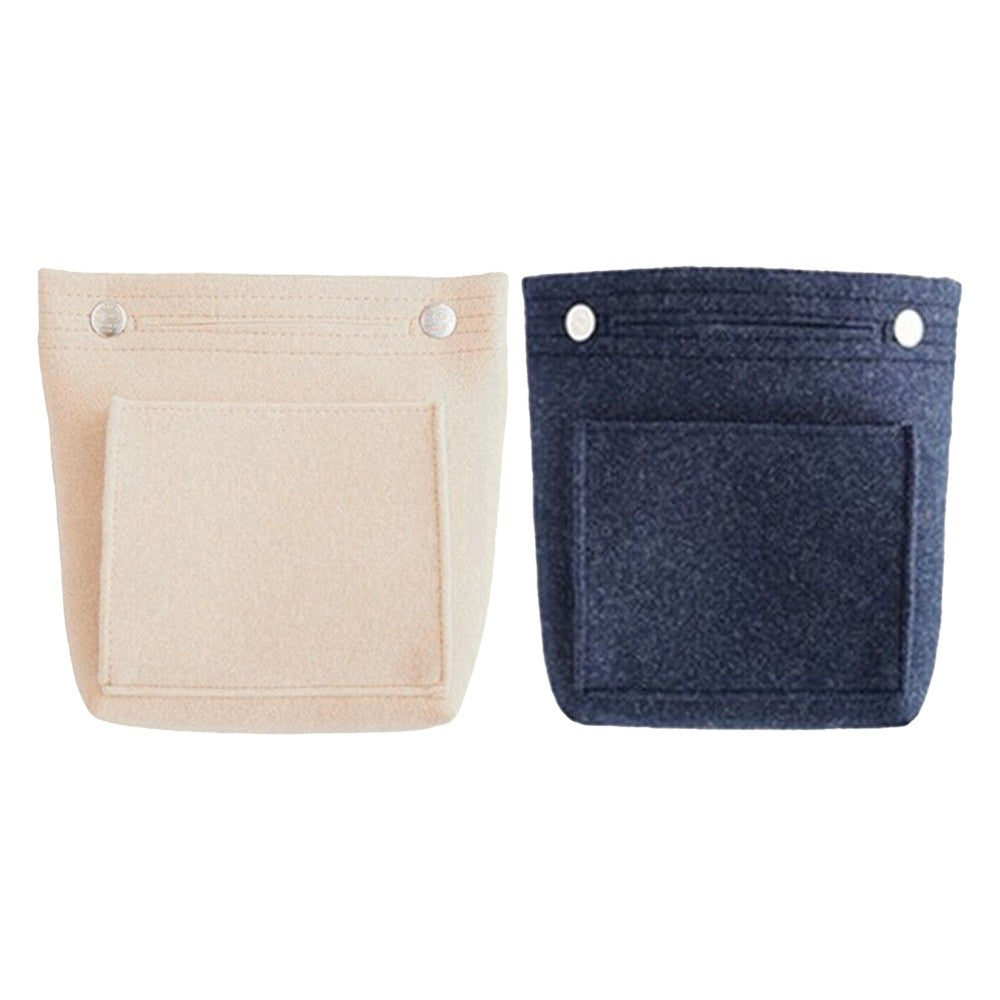 2 X Women Handbag Insert Bag Purse Liner Multi Pocket Travel Felt Organizer Makeup Cosmetic Bag Dark Blue Beige