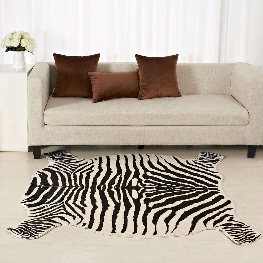 110x75cm Zebra Pattern Floor Mat Non Slip Mat Western Cowboy Style Living Room Decor
