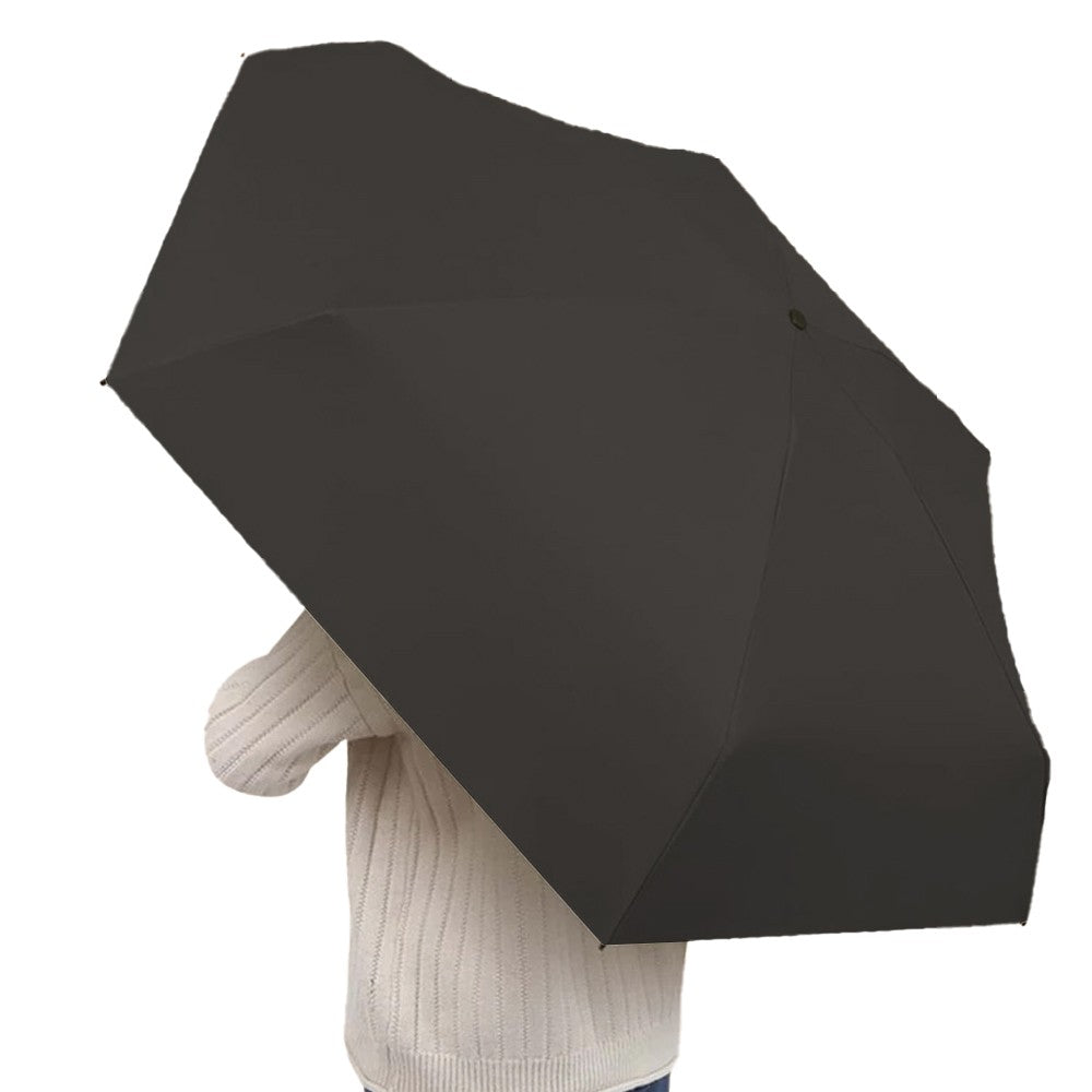 Mini Pocket 6 Ribs Sun Umbrella Anti-UV Sun Umbrella with Storage Box Black