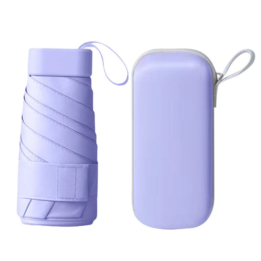 Mini Pocket 6 Ribs Sun Umbrella Anti-UV Sun Umbrella with Storage Box Purple