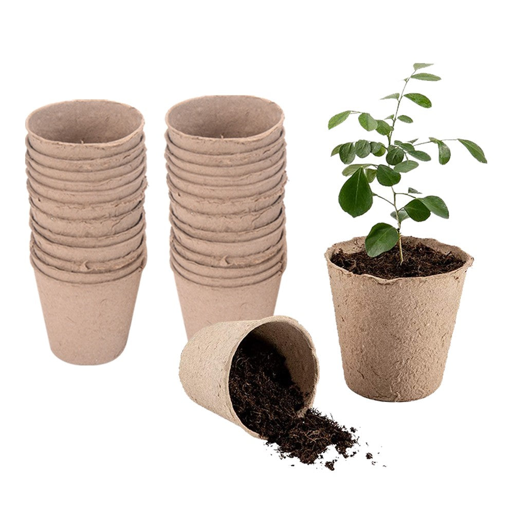 50Pcs Seedling Starters Cups Peat Pots Plant Vegetable Seed Tray Garden Planting Tool