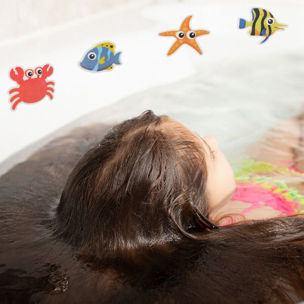 9Pcs Cartoon Non Slip Bathtub Stickers Self Adhesive Ocean Creature Decals
