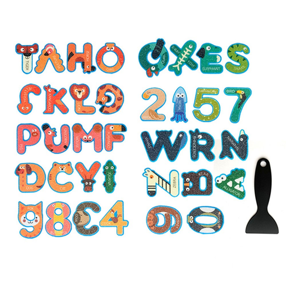 36Pcs Cartoon Non Slip Bathtub Stickers Self Adhesive Alphanumeric Decals