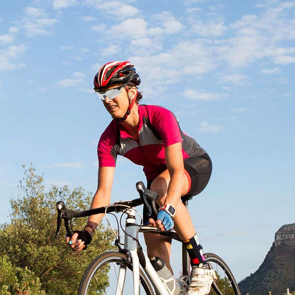 Adult Sports Sunglasses Windproof Cycling Sunglasses UV Protection Glasses White