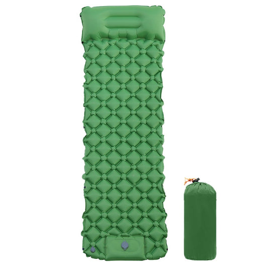 Green Inflatable Sleeping Pad with Pillow Camping Sleeping Air Mattress Camping Mat