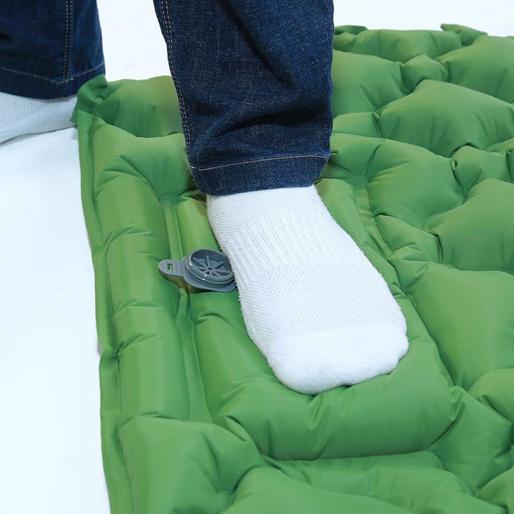 Green Inflatable Sleeping Pad with Pillow Camping Sleeping Air Mattress Camping Mat