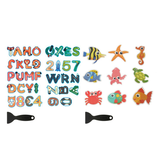 45Pcs Cartoon Non Slip Bathtub Stickers Self Adhesive Ocean Creature Alphanumeric Decals