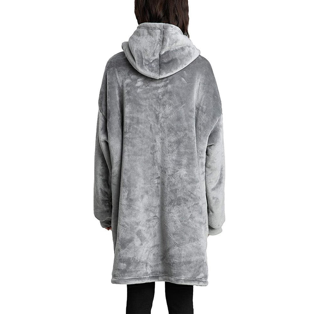 S Unisex Heated Hooded Blanket Sherpa Wearable Blanket Oversized Hooded Blanket Grey