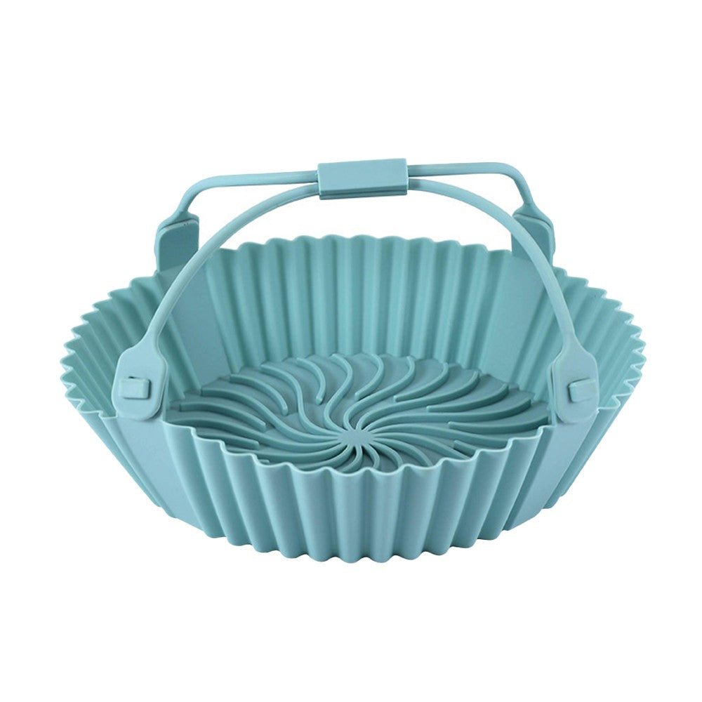 FDA Certified Silicone Air Fryer Liner Baking Tray with Removable Handle Blue