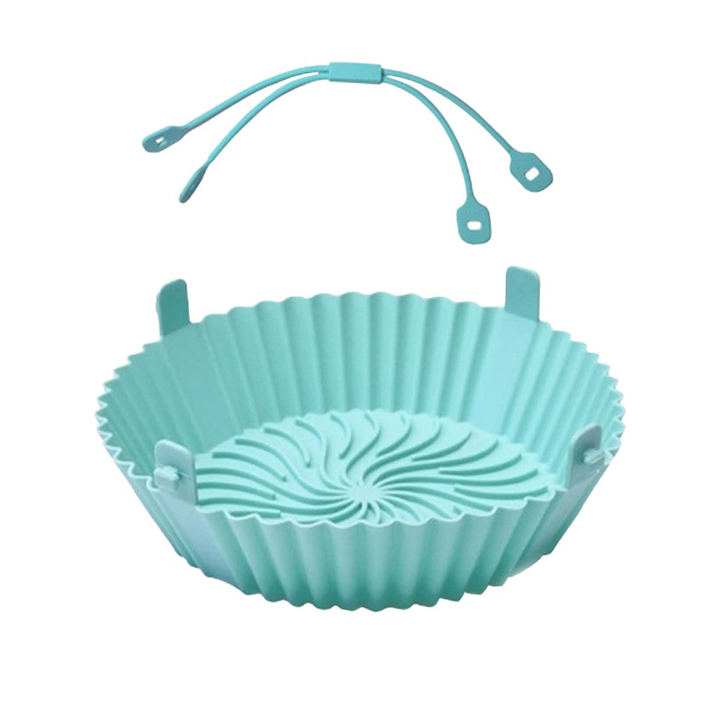 FDA Certified Silicone Air Fryer Liner Baking Tray with Removable Handle Blue