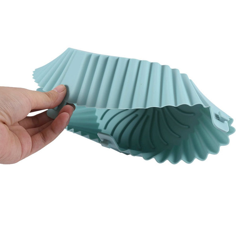 FDA Certified Silicone Air Fryer Liner Baking Tray with Removable Handle Blue