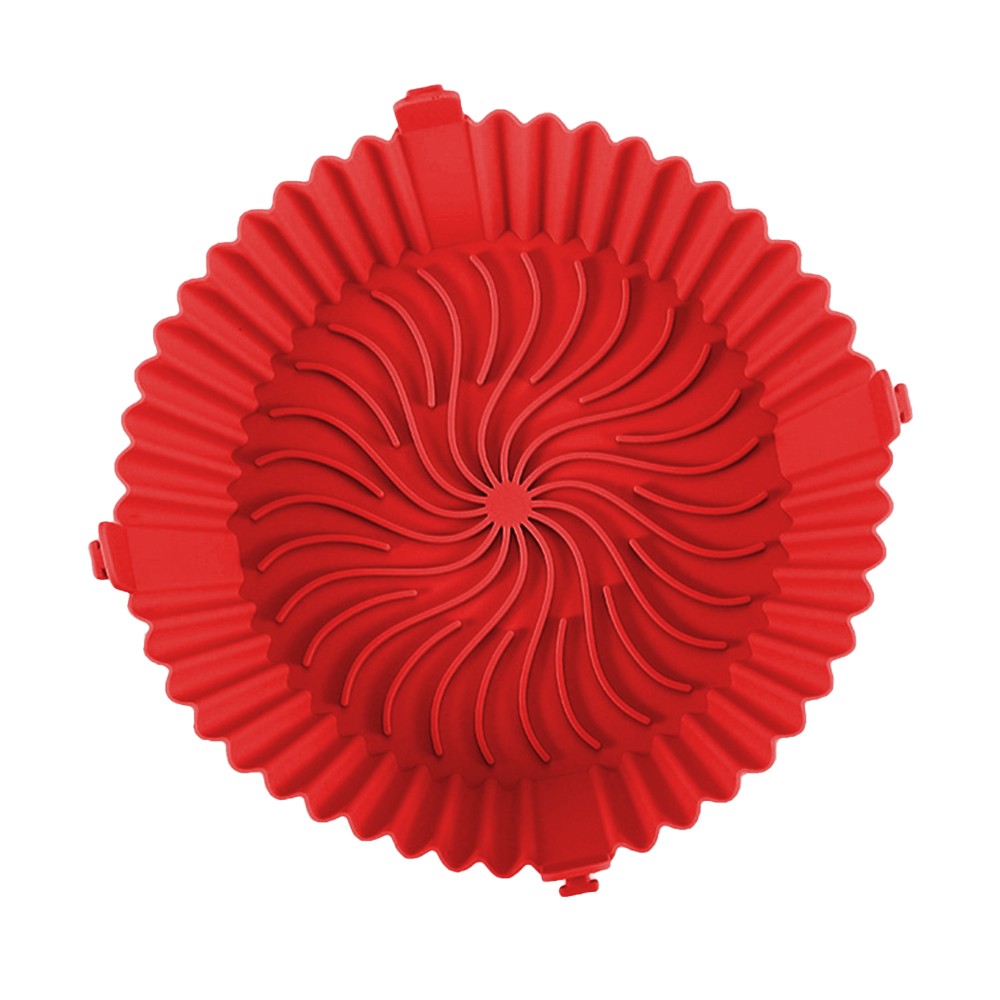 FDA Certified Silicone Air Fryer Mat Air Fryer Liner Baking Tray with Handle Red
