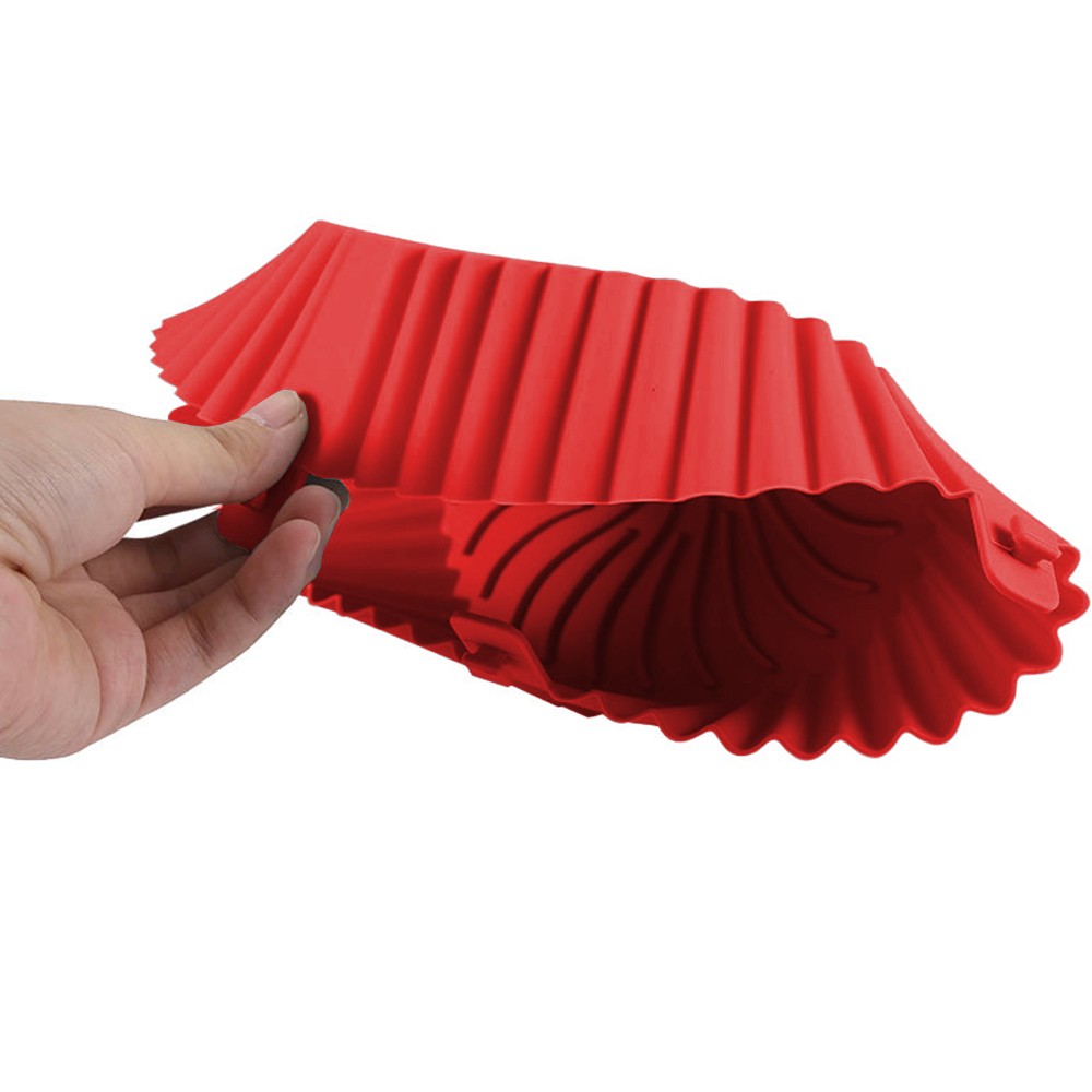 FDA Certified Silicone Air Fryer Liner with Removable Handle and 3Pcs Silicone Spatula Set Baking Tray Red