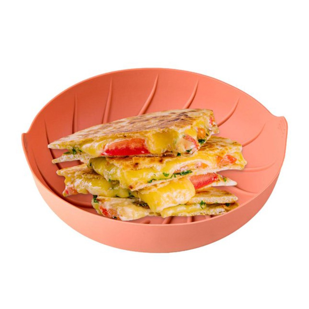 23cm Reusable Air Fryer Silicone Pot Oven Baking Tray Pan Air Fryer Liner Red