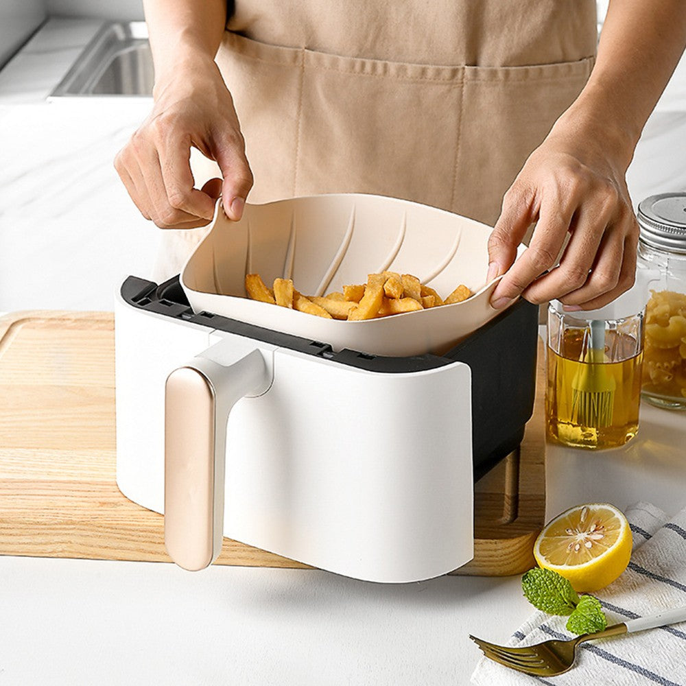 23cm Reusable Air Fryer Silicone Pot Oven Baking Tray Pan Air Fryer Liner White