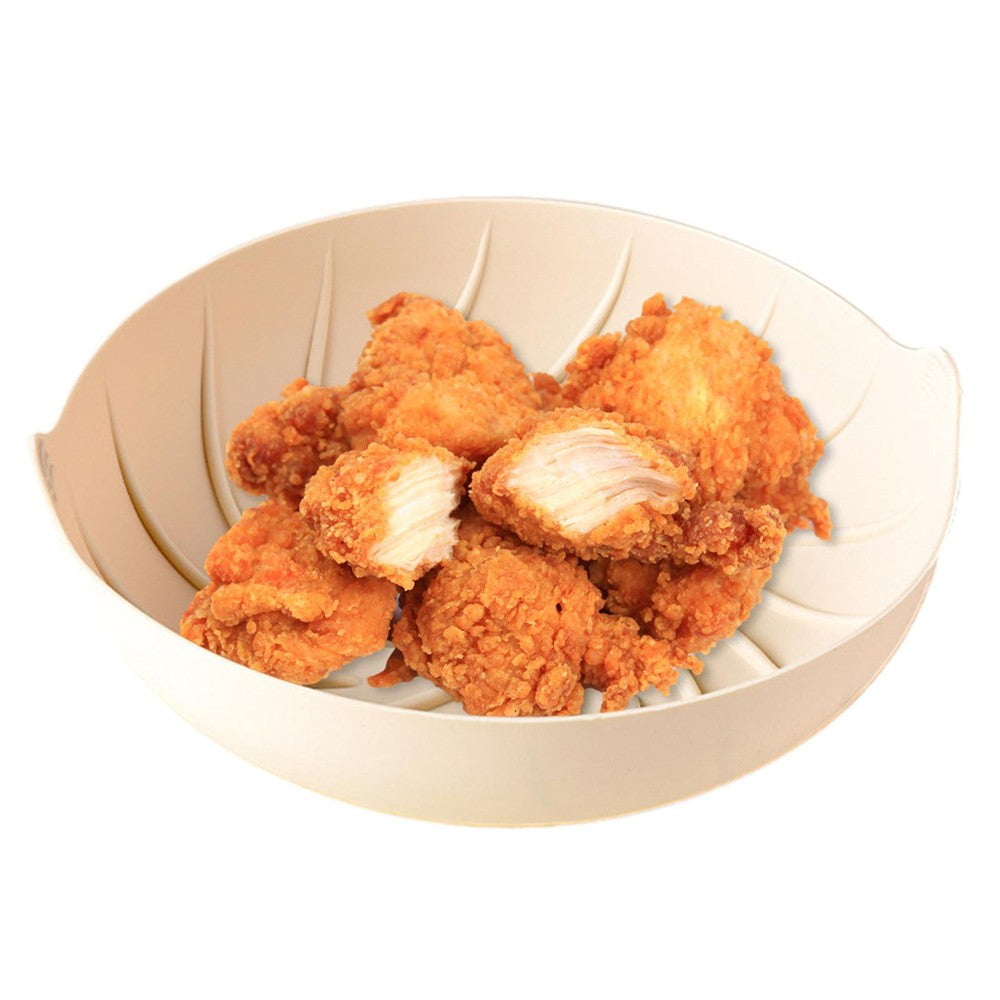 23cm Reusable Air Fryer Silicone Pot Oven Baking Tray Pan Air Fryer Liner White