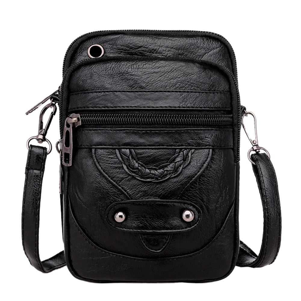 2Pcs Womens Crossbody Bag Multi-pocket Shoulder Bag Vintage Messenger Bag